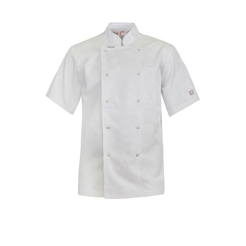 Chefs Jacket White Short Sleeve Poly/Cotton Press Studs