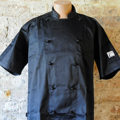 Chefs Jacket Black Short Sleeve Poly/Cotton