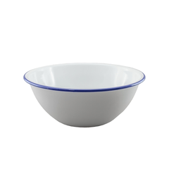 Bowl Enamel White Dark Blue 40cm
