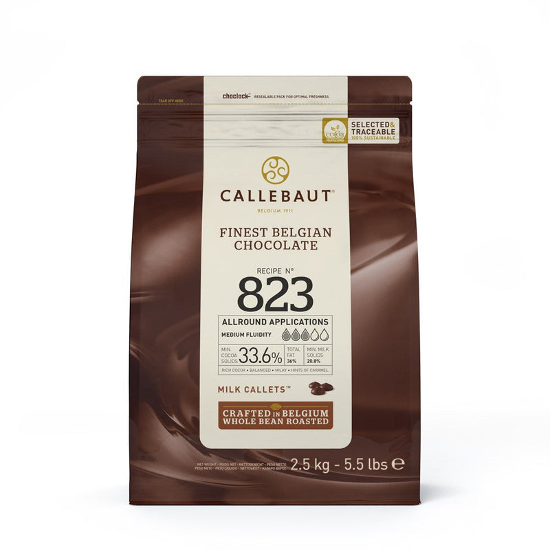Callebaut 823 Milk Couvert Callets 2.5kg Bag 33% Cocoa