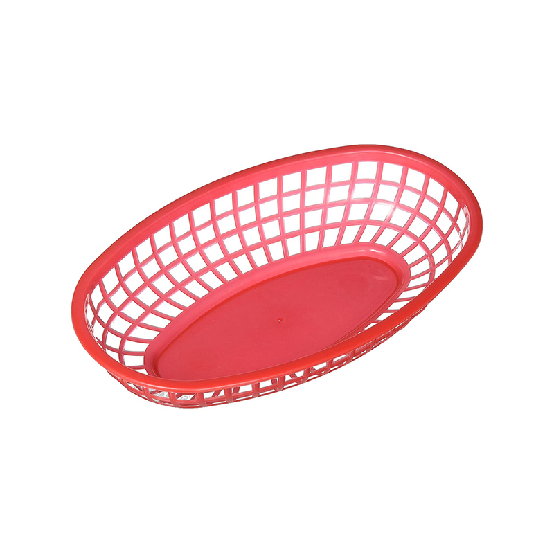 Basket Plastic Oval Red 24cm