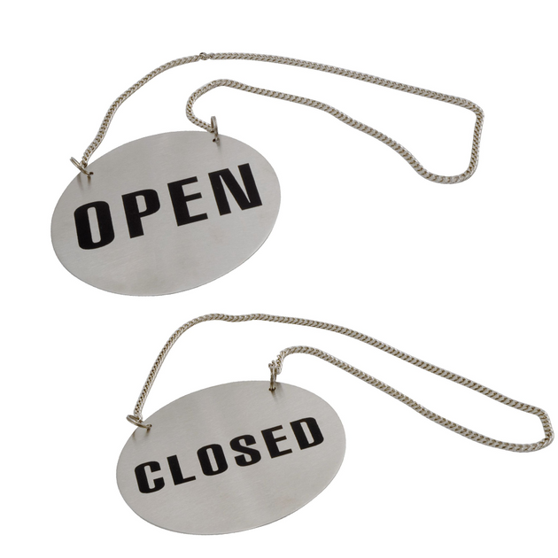 Open/closed Sign Round With Chain | Chefs' Warehouse
